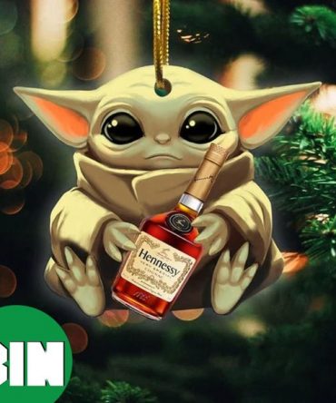 Baby Yoda Hug Hennessy For Whiskey Lovers 2023 Christmas Star Wars Gift Ornament