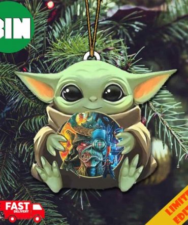 Baby Yoda Hug Iron Maiden The Future Past Tour 2023 Christmas Tree Decorations Ornament
