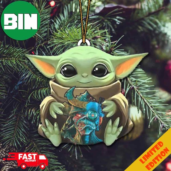Baby Yoda Hug Iron Maiden The Future Past Tour 2023 Logo Christmas Tree Decorations Ornament