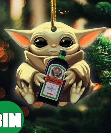 Baby Yoda Hug Jagermeister For Whiskey Lovers 2023 Christmas Star Wars Gift Ornament
