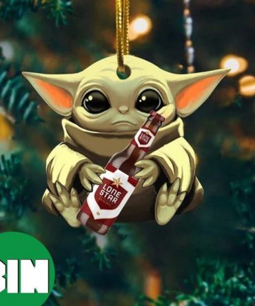 Baby Yoda Hug Lone Star Ultra For Beer Lovers 2023 Christmas Star Wars Gift Ornament