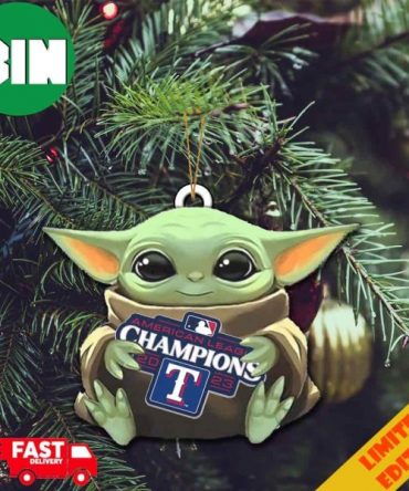 Baby Yoda Hug MLB 2023 World Series Champions Texas Rangers Tree Decorations Ornament