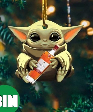 Baby Yoda Hug Macallan For Whiskey Lovers 2023 Christmas Star Wars Gift Ornament