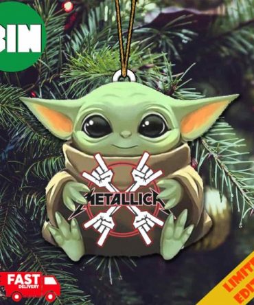 Baby Yoda Hug Metallica Fingers Logo 2023 Tree Decorations Ornament