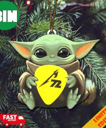 Baby Yoda Hug Metallica M72 Guitar Pick Christmas 2023 Tree Decorations Ornament