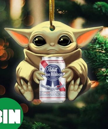 Baby Yoda Hug Pabst Blue Ribbon For Beer Lovers 2023 Christmas Star Wars Gift Ornament