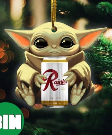 Baby Yoda Hug Rainier Beer For Beer Lovers 2023 Christmas Star Wars Gift Ornament