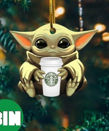 Baby Yoda Hug Starbuck Coffee For Drink Lovers 2023 Christmas Star Wars Gift Ornament