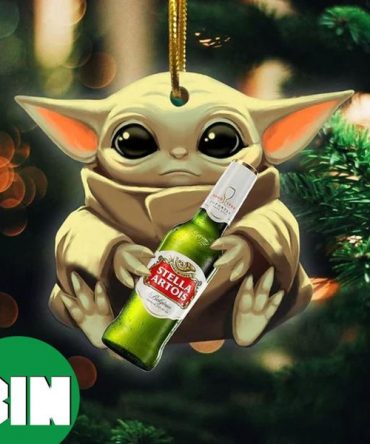 Baby Yoda Hug Stella Artois Beer For Beer Lovers 2023 Christmas Star Wars Gift Ornament