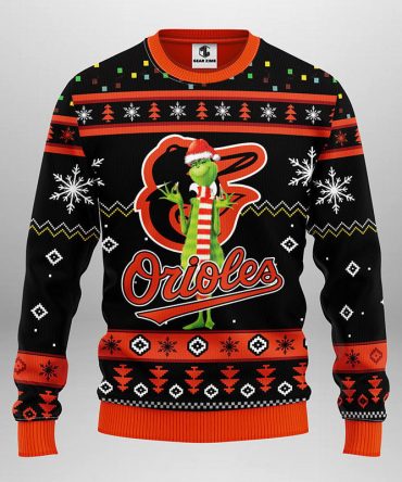 Baltimore Orioles Funny Grinch Ugly Christmas Sweater, Grinch Xmas Sweater