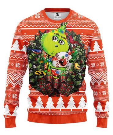 Baltimore Orioles Grinch Hug Ugly Christmas Sweater, Grinch Xmas Sweater