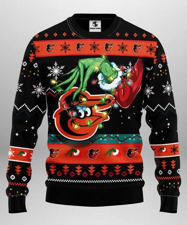 Baltimore Orioles Grinch Ugly Christmas Sweater, Grinch Xmas Sweater