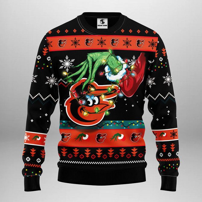 Baltimore Orioles Grinch Ugly Christmas Sweater, Grinch Xmas Sweater