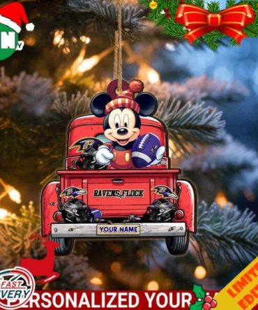 Baltimore Ravens Mickey Mouse Ornament Personalized Your Name Sport Home Decor