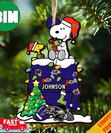 Baltimore Ravens NFL Snoopy Ornament Personalized Christmas For Fans Gift 2023 Holidays
