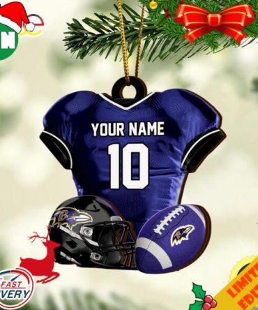 Baltimore Ravens NFL Sport Ornament Custom Name And Number 2023 Christmas Tree Decorations
