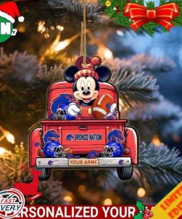 Boise State Broncos Mickey Mouse Ornament Personalized Your Name Sport Home Decor