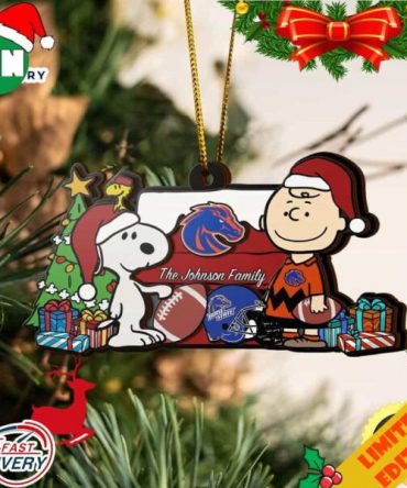 Boise State Broncos Snoopy Christmas NCAA Ornament Custom Your Family Name