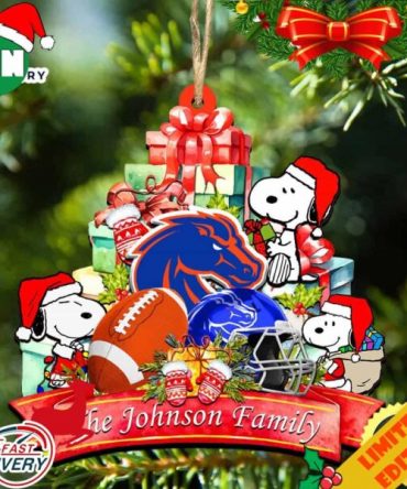 Boise State Broncos Snoopy Christmas NCAA Ornament Personalized Your Family Name
