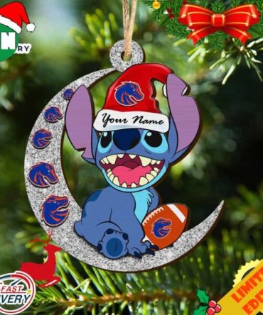 Boise State Broncos Stitch Christmas Ornament NCAA And Stitch With Moon Ornament