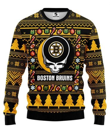 Boston Bruins Grateful Dead Ugly Christmas Sweater, NHL Christmas Sweater