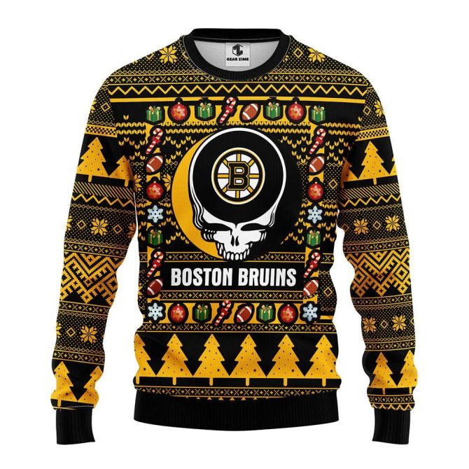 Boston Bruins Grateful Dead Ugly Christmas Sweater, NHL Christmas Sweater