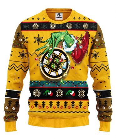 Boston Bruins Grinch Ugly Christmas Sweater, Grinch Xmas Sweater