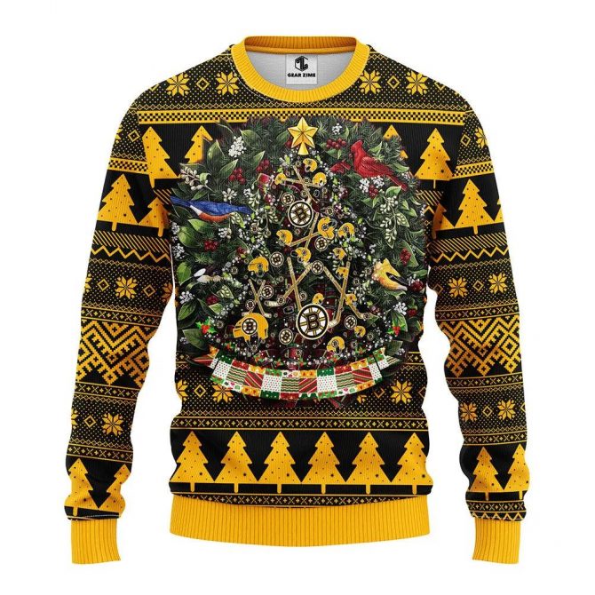 Boston Bruins NHL Tree Christmas Ugly Sweater, NHL Christmas Sweater