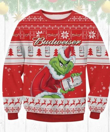 Budweiser Grinch Stolen Ugly Sweater, Grinch Holiday Sweater