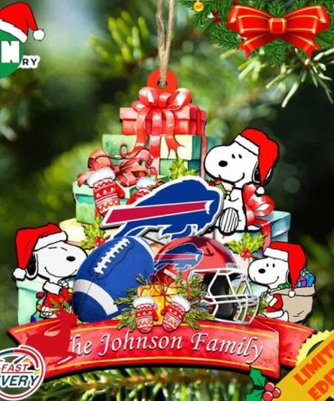 Buffalo Bills Snoopy And NFL Sport Ornament Personalized Your Family Name