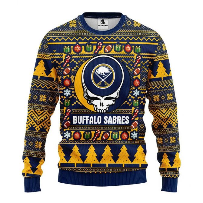 Buffalo Sabres Grateful Dead Ugly Christmas Sweater, NHL Christmas Sweater