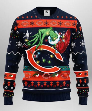 Chicago Bears Grinch Ugly Christmas Sweater, Grinch Xmas Sweater