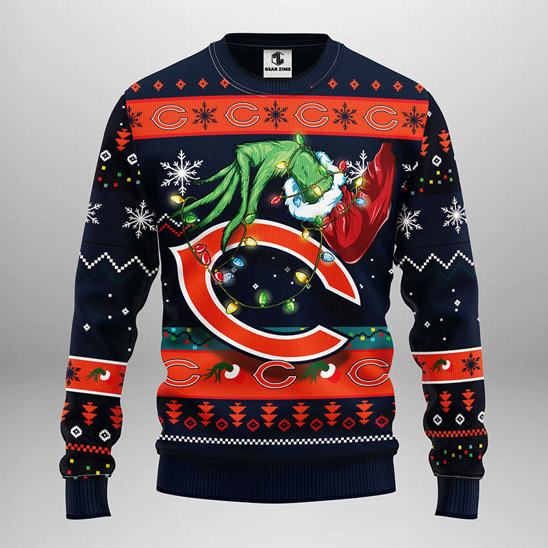 Chicago Bears Grinch Ugly Christmas Sweater, Grinch Xmas Sweater