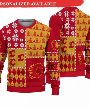 Calgary Flames Ice Hockey Ugly Christmas Sweater, NHL Christmas Sweater