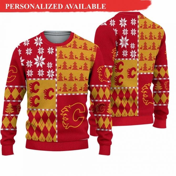 Calgary Flames Ice Hockey Ugly Christmas Sweater, NHL Christmas Sweater