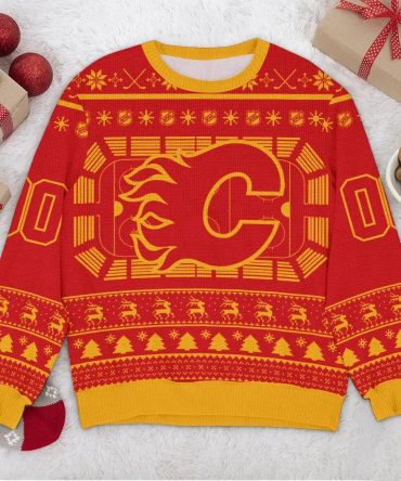 Calgary Flames NHL Custom Ugly Christmas Sweater, NHL Christmas Sweater