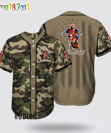 Camouflage Green Brown Captain Morgan Baseball Jersey