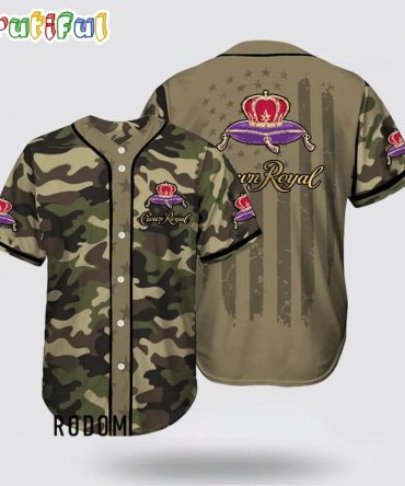 Camouflage Green Brown Crown Royal Baseball Jersey