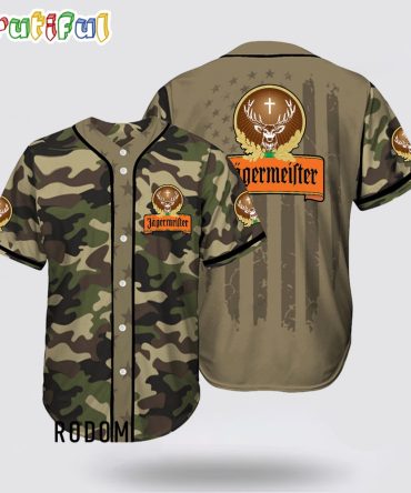 Camouflage Green Brown Jagermeister Baseball Jersey