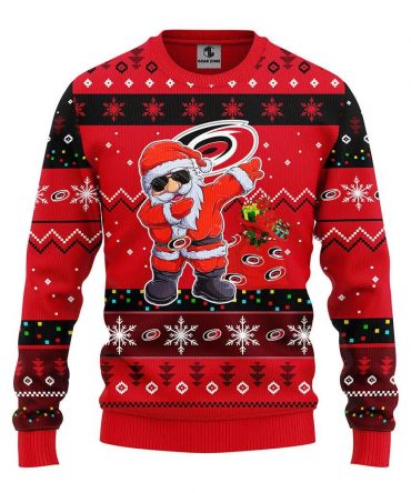 Carolina Hurricanes Dabbing Santa Claus Ugly Christmas Sweater, NHL Christmas Sweater