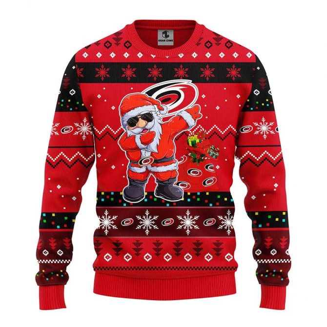 Carolina Hurricanes Dabbing Santa Claus Ugly Christmas Sweater, NHL Christmas Sweater