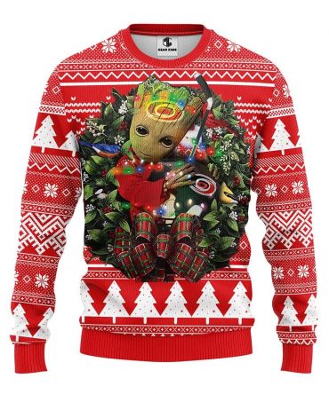 Carolina Hurricanes Groot Hug Ugly Christmas Sweater, NHL Christmas Sweater