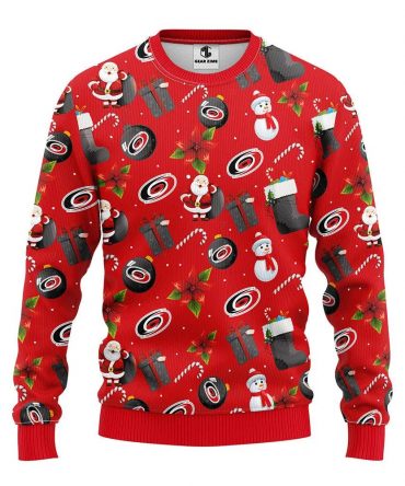 Carolina Hurricanes Santa Claus Snowman Ugly Christmas Sweater, NHL Christmas Sweater