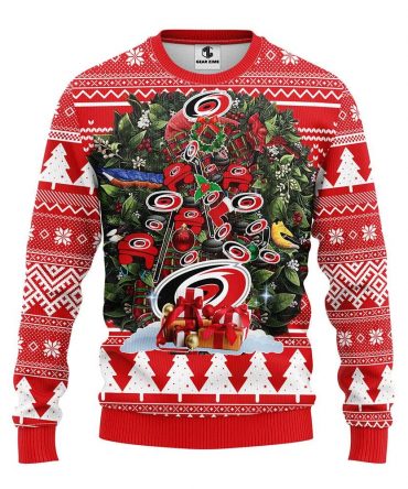 Carolina Hurricanes Tree Christmas Ugly Sweater, NHL Christmas Sweater