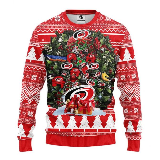 Carolina Hurricanes Tree Christmas Ugly Sweater, NHL Christmas Sweater