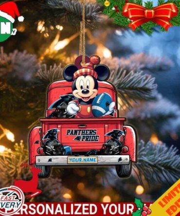 Carolina Panthers Mickey Mouse Ornament Personalized Your Name Sport Home Decor