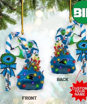 Carolina Panthers NFL Custom Name x Grinch Christmas Gift Xmas Tree Decorations Ornament Two Sides