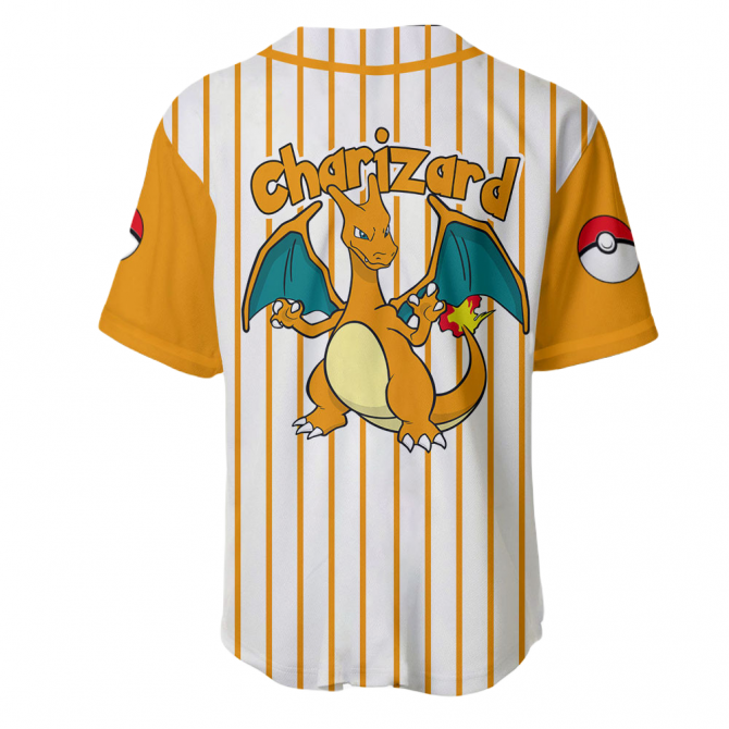 Charizard Baseball Jersey - Stylish Pokémon Fan Apparel For Kids & Adults - Image 3