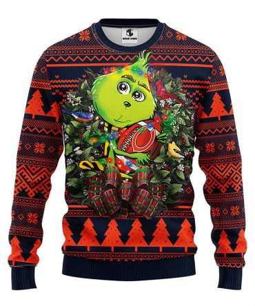 Chicago Bears Grinch Hug Ugly Christmas Sweater, Grinch Xmas Sweater