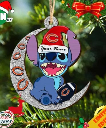 Chicago Bears Stitch Ornament NFL Christmas And Stitch With Moon Ornament